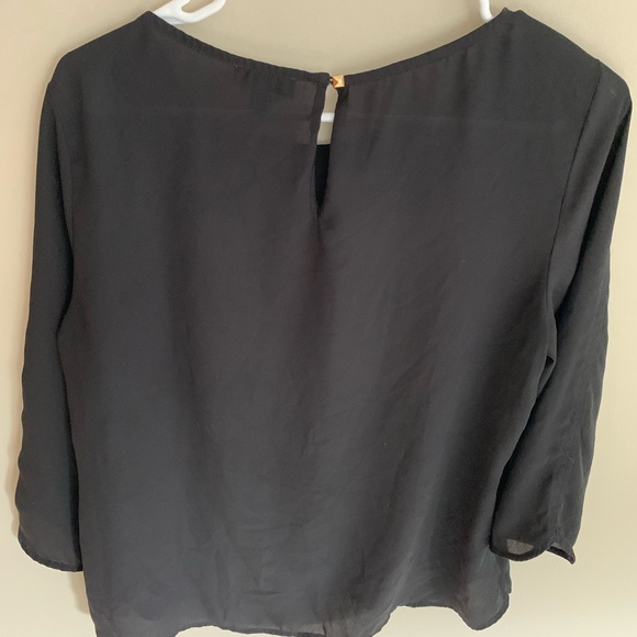 The Limited Sheer 3/4 Sleeve Black Blouse Size L - Picture 4 of 4